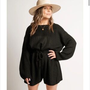 Elegant Black Knit Romper